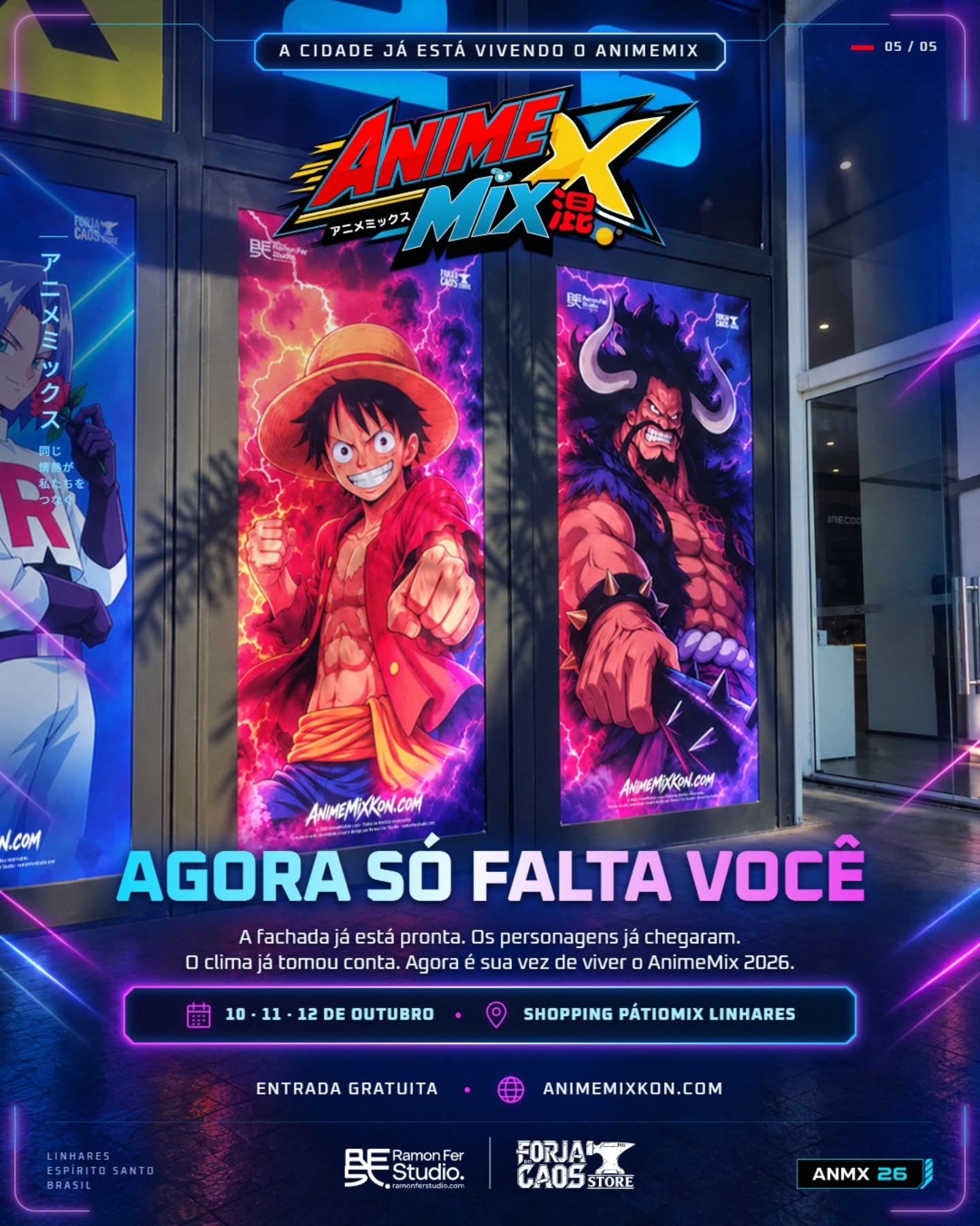 Agora só falta você: Luffy e Kaido recebem o público do AnimeMix