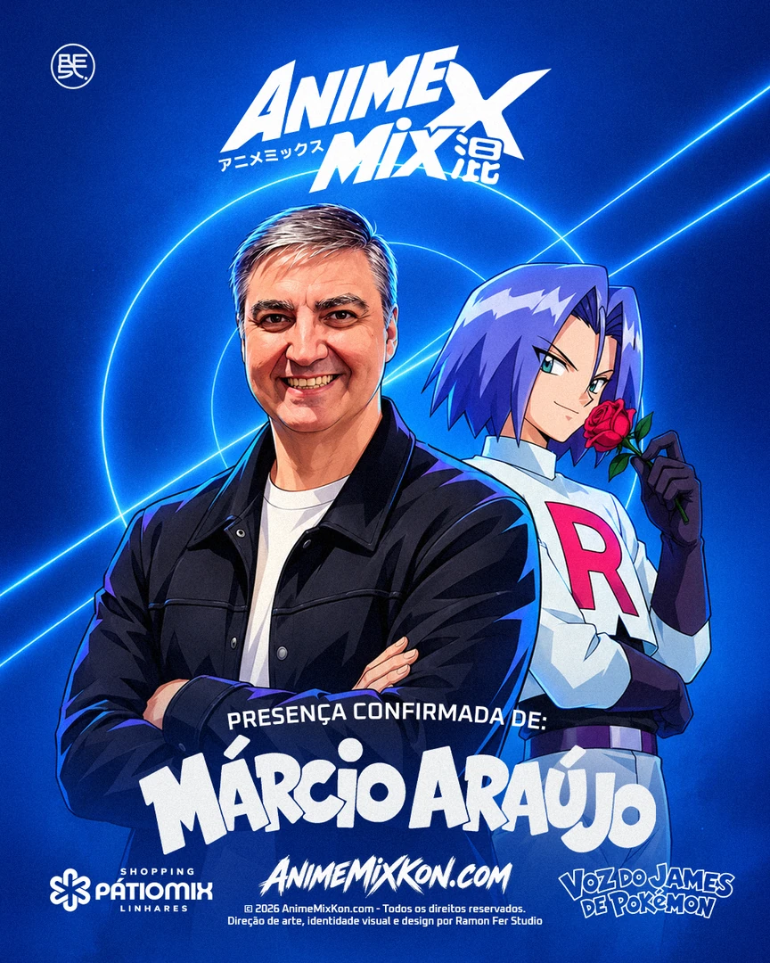 Presença confirmada de Márcio Araújo, voz do James de Pokémon